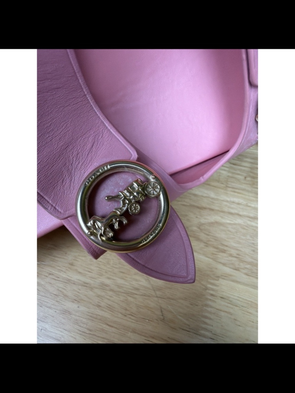 Coach Pink Double-Strap Slide Sandals with Gold Hardware - Picture 8 of 11
